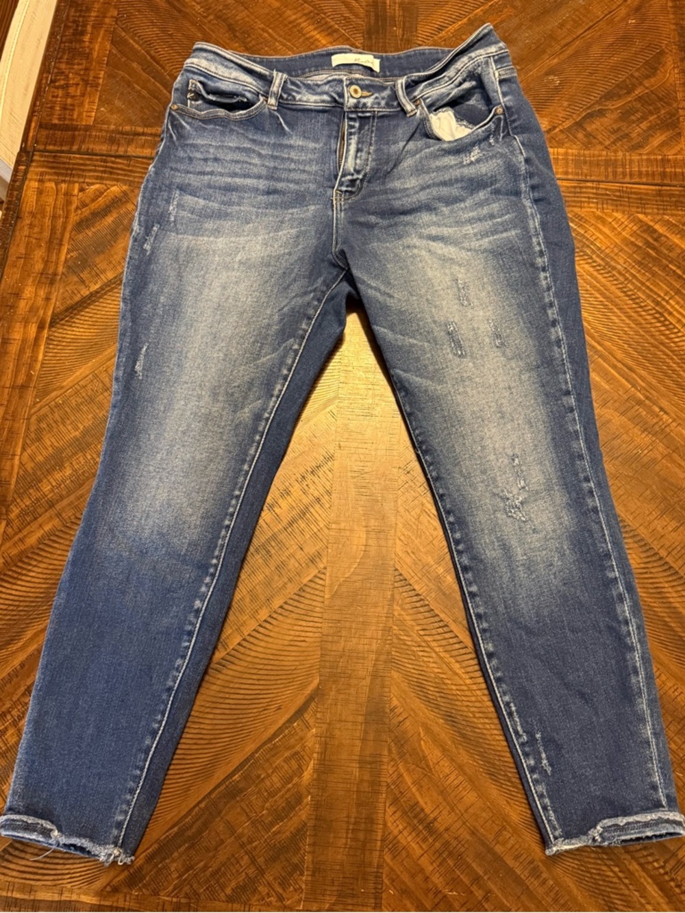 Kardashian Kollection Slim Distressed Blue Skinny Jeans